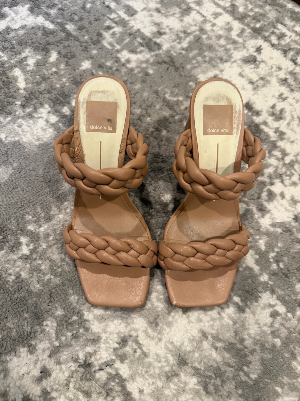 Dolce Vita Braided Double-Strap Sandals in Tan